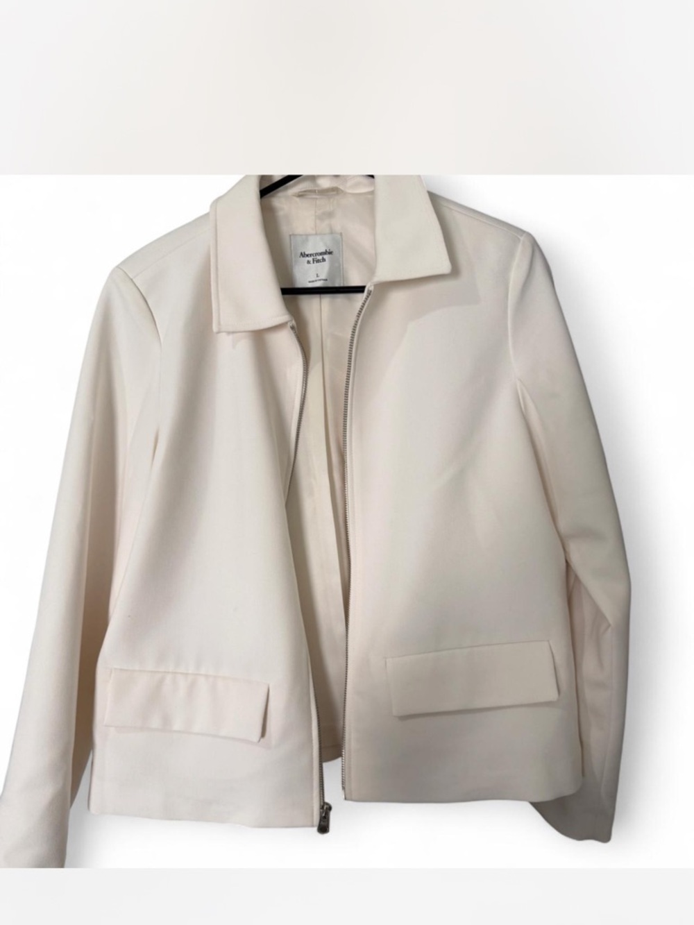 Abercrombie & Fitch Women's Cream Zip-Up Blazer Jacket